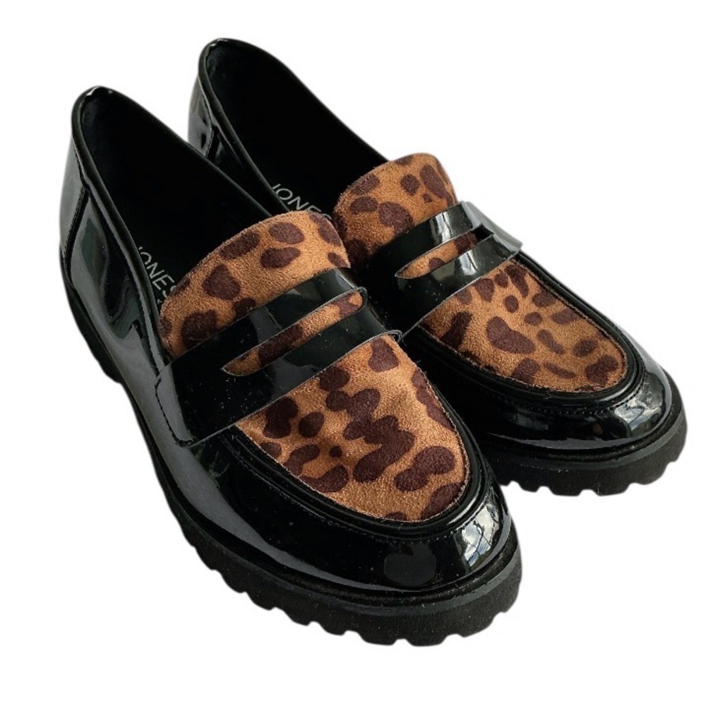 Jones New York Leopard Print Loafers with Black Finish